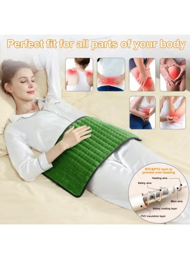 وسادة حرارية كهربائية لتخفيف الآلام 30×60 سم - مفرش تدفئة فلانيل ناعم للرقبة والظهر والأرجل - 6 مستويات للحرارة مع خاصية الفصل التلقائي - Image 2